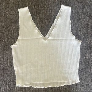 NWOT Solid Ruffle Trim Cropped Tank Top